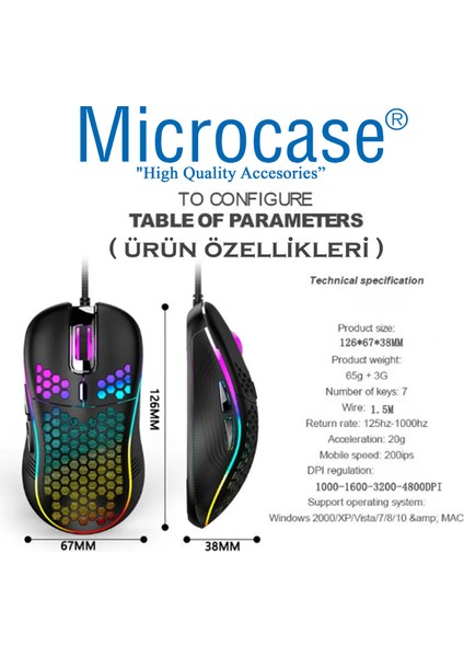 4800 Dpı Kablolu Rgb Gaming MOUSE-AL3762