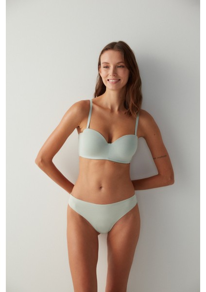 Lazer Kesim Pamuklu Mint Yeşili Tanga Külot