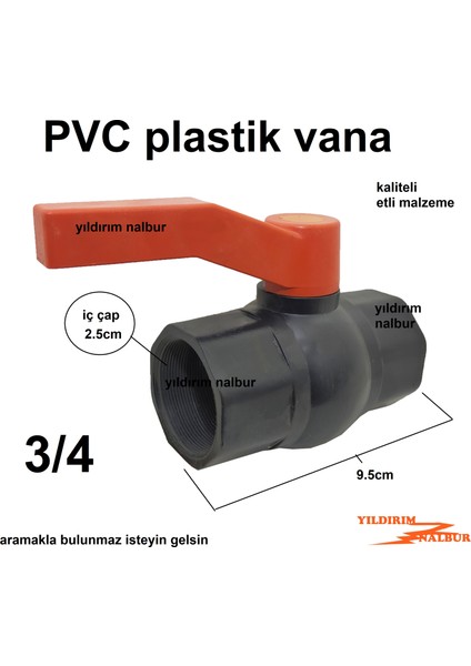 3/4 Plastik Küresel Vana Pvc Vana Üç Çeyrek