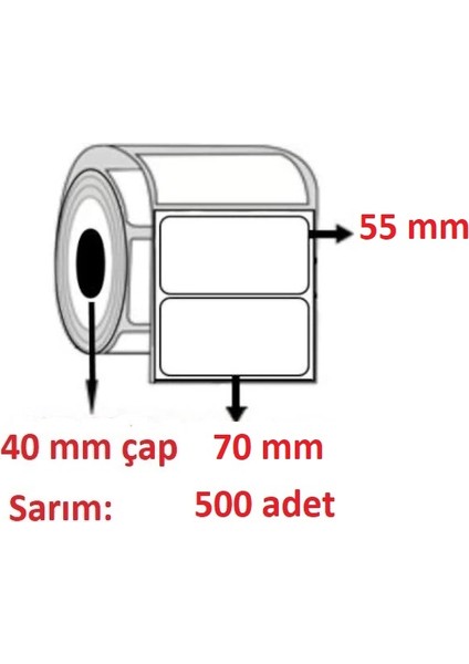55X70 Kuşe Etiket ( 500 Li )