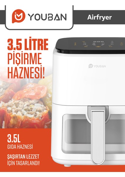 Air Fryer 3.5l Camlı Kırmızı Fritöz