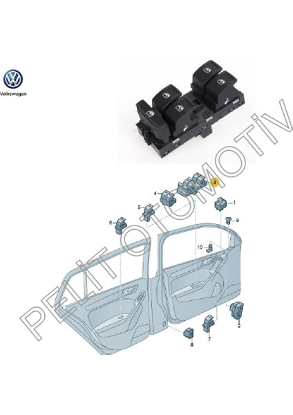 Golf 7 Sol Dörtlü Cam Açma Düğmesi 5G0959857D fiyatları