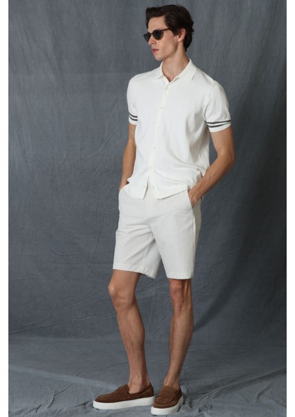 Fral Spor Erkek Chino Şort Slim Fit Lacivert