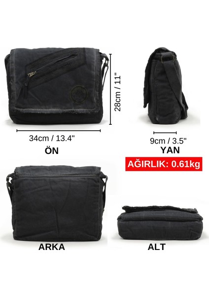 7136 Siyah Antrasit Büyük Günlük Omuz Postacı Kanvas Okul 14 Inch Laptop Çantası fiyatları