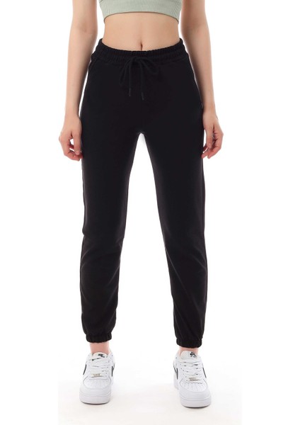 Kadın Jogger Tek Alt Eşofman Siyah 3008