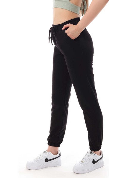 Kadın Jogger Tek Alt Eşofman Siyah 3008