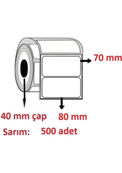 70X80 Kuşe Etiket ( 500 Lü ) DİKEY
