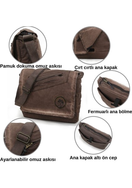 7136 Kahverengi Büyük Günlük Omuz Postacı Kanvas Okul 14 Inch Laptop Çantası fırsatları