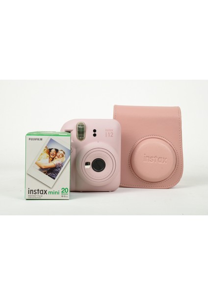 Instax Mini 12 Pembe Fotoğraf Makinesi ve Çantalı Hediye Seti 99