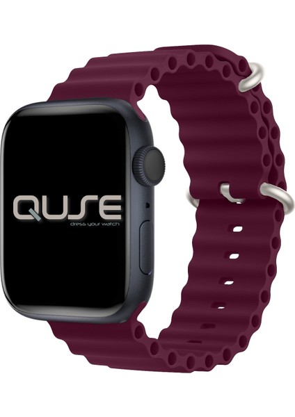 Ocean Loop Silikon Kordon, Apple Watch Series SE/11/10/9/8/7/6/5/4/3 ile Uyumlu, 42mm/41mm/40mm/38mm, Mürdüm fiyatları