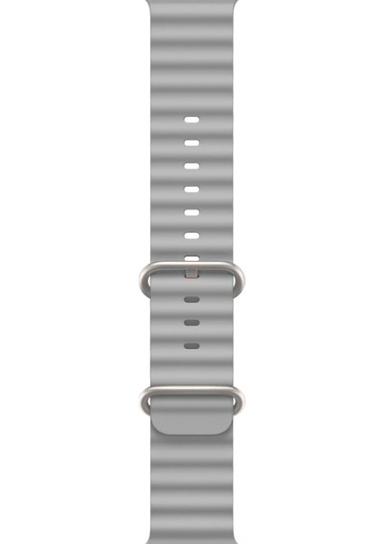 Ocean Loop Silikon Kordon, Apple Watch Series SE/10/9/8/7/6/5/4/3 ile Uyumlu, 49mm/46mm/45mm/44mm/42mm, Gri