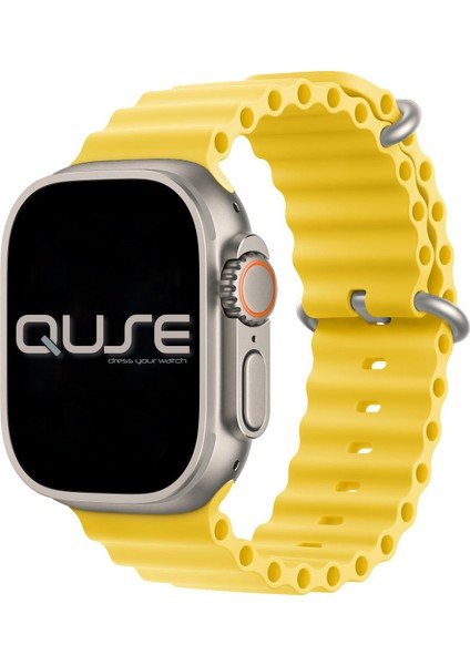 Ocean Loop Silikon Kordon, Apple Watch Series SE/10/9/8/7/6/5/4/3 ile Uyumlu, 42mm/41mm/40mm/38mm, Sarı