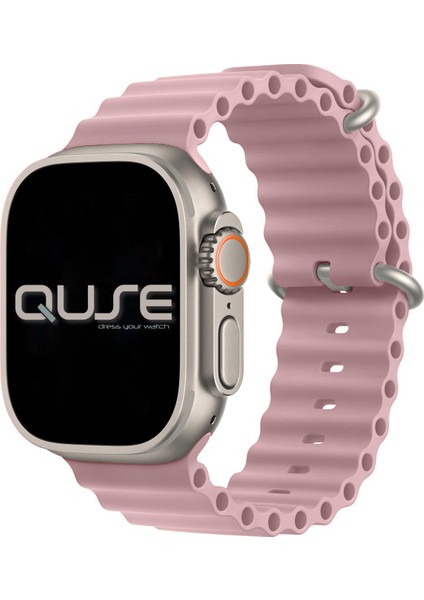 Ocean Loop Silikon Kordon, Apple Watch Series SE/10/9/8/7/6/5/4/3 ile Uyumlu, 49mm/46mm/45mm/44mm/42mm, Pembe fırsatları