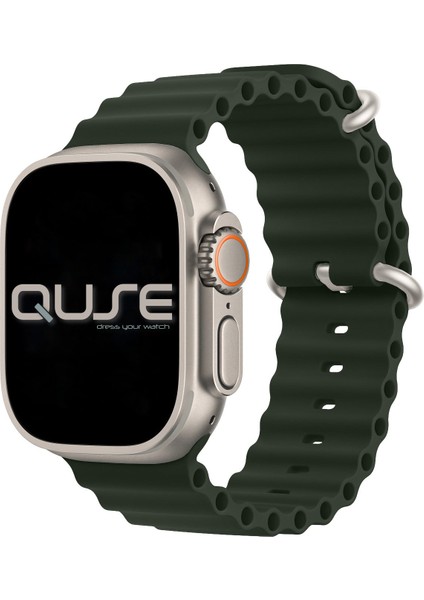 Ocean Loop Silikon Kordon, Apple Watch Series SE/11/10/9/8/7/6/5/4/3 ile Uyumlu, 49mm/46mm/45mm/44mm, Zeytin Yeşili fırsatları
