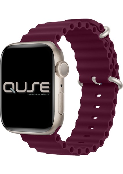 Ocean Loop Silikon Kordon, Apple Watch Series SE/11/10/9/8/7/6/5/4/3 ile Uyumlu, 49mm/46mm/45mm/44mm, Mürdüm modelleri