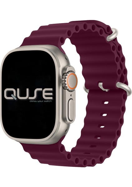 Ocean Loop Silikon Kordon, Apple Watch Series SE/11/10/9/8/7/6/5/4/3 ile Uyumlu, 49mm/46mm/45mm/44mm, Mürdüm fırsatları