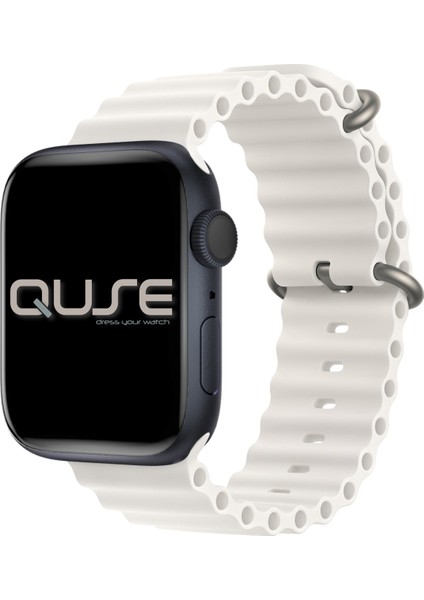 Ocean Loop Silikon Kordon, Apple Watch Series SE/11/10/9/8/7/6/5/4/3 ile Uyumlu, 42mm/41mm/40mm/38mm, Beyaz fiyatları