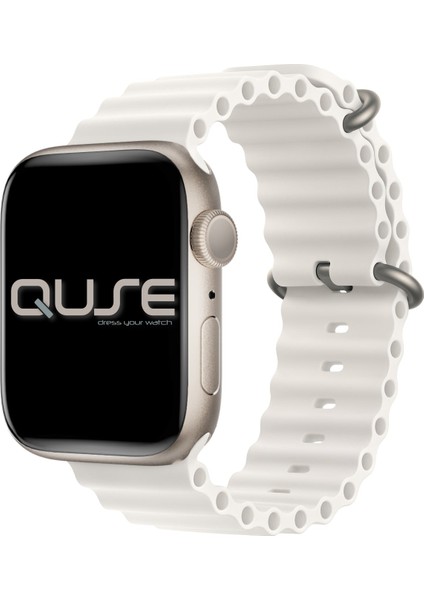 Ocean Loop Silikon Kordon, Apple Watch Series SE/11/10/9/8/7/6/5/4/3 ile Uyumlu, 42mm/41mm/40mm/38mm, Beyaz modelleri