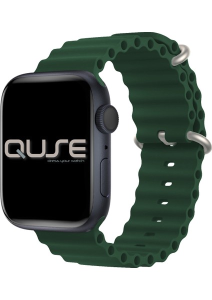 Ocean Loop Silikon Kordon, Apple Watch Series SE/11/10/9/8/7/6/5/4/3 ile Uyumlu, 49mm/46mm/45mm/44mm, Çam Yeşili fiyatları