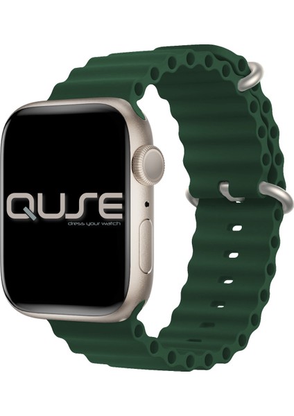 Ocean Loop Silikon Kordon, Apple Watch Series SE/11/10/9/8/7/6/5/4/3 ile Uyumlu, 49mm/46mm/45mm/44mm, Çam Yeşili modelleri