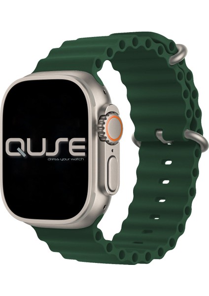 Ocean Loop Silikon Kordon, Apple Watch Series SE/11/10/9/8/7/6/5/4/3 ile Uyumlu, 49mm/46mm/45mm/44mm, Çam Yeşili fırsatları