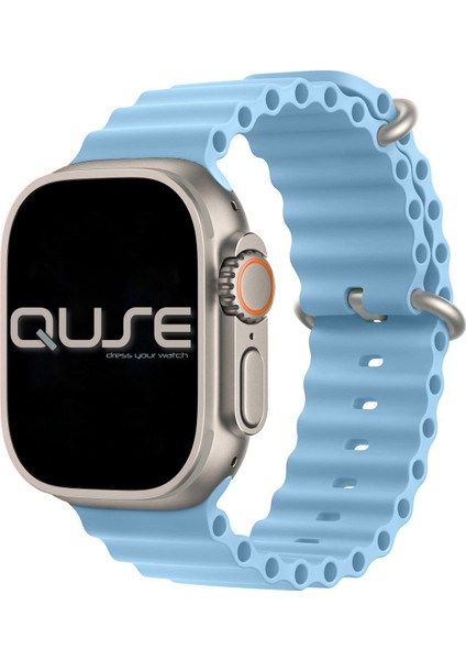 Ocean Loop Silikon Kordon, Apple Watch Series SE/11/10/9/8/7/6/5/4/3 ile Uyumlu, 42mm/41mm/40mm/38mm, Bebek Mavisi modelleri