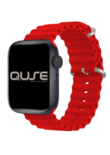 Ocean Loop Silikon Kordon, Apple Watch Series SE/11/10/9/8/7/6/5/4/3 ile Uyumlu, 49mm/46mm/45mm/44mm, Kırmızı fiyatları