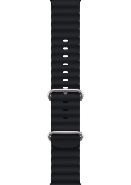 Ocean Loop Silikon Kordon, Apple Watch Series SE/11/10/9/8/7/6/5/4/3 ile Uyumlu, 49mm/46mm/45mm/44mm, Siyah