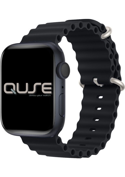 Ocean Loop Silikon Kordon, Apple Watch Series SE/11/10/9/8/7/6/5/4/3 ile Uyumlu, 49mm/46mm/45mm/44mm, Siyah fiyatları