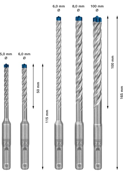 Expert Sds Plus-7x Kırıcı Delici Delme Ucu Seti 5/6/6/8/10 mm 5 Parça