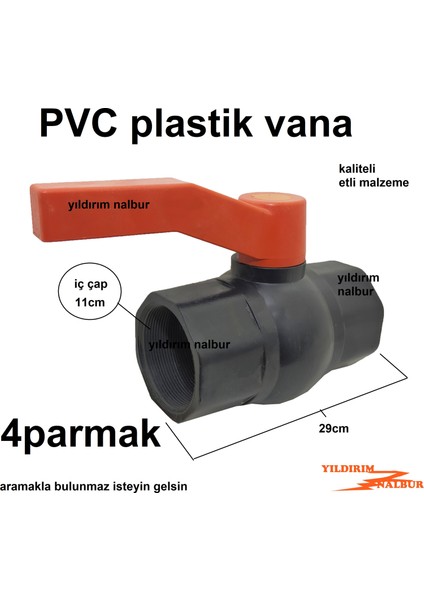 4p Plastik Küresel Vana Pvc Vana 4 Parmak Kollu Vana Duble Boy