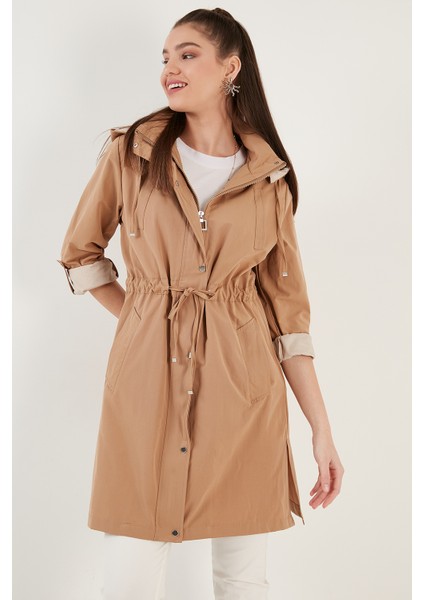 Regular Fit Çıkarılabilir Kapüşonlu Ince Mevsimlik Mont Bayan Mont 497SEZEN fırsatları