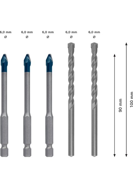 Expert Hex-9 Hardceramic Delme Ucu Karışık Seti 6 mm 5 Parça