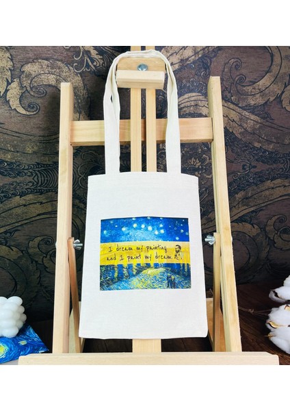 Van Gogh Yıldızlı Gece Tasarımlı Bez Çanta