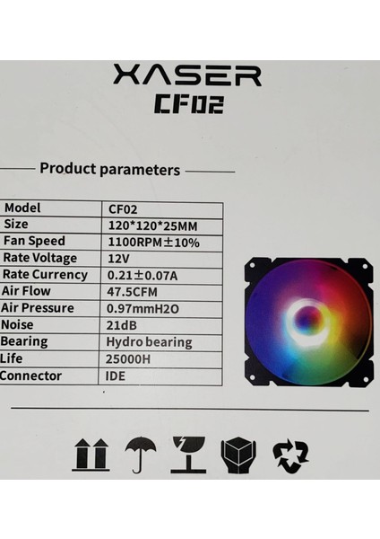 CF02 12CM Kasa Içi Işıklı Fan