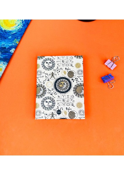 Tarot Ay Ve Güneş Tasarımlı Sert Kapaklı Mini Defter