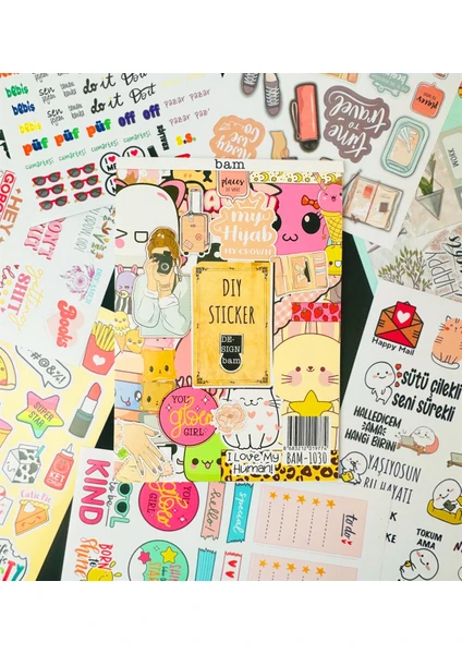 My Dıy Sticker Book 24 * 17 cm 16 Sayfa Özel Tasarım Rengarenk Sticker Kitabı