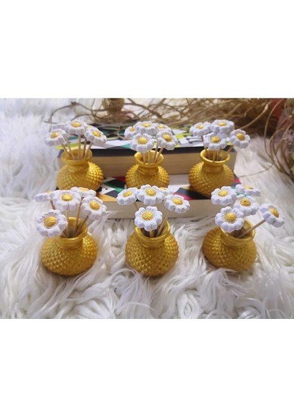 Inci Tanem Store Çiçekli Mini Vazo 6 Adet Gold Vazo