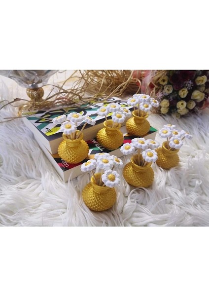 Inci Tanem Store Çiçekli Mini Vazo 6 Adet Gold Vazo
