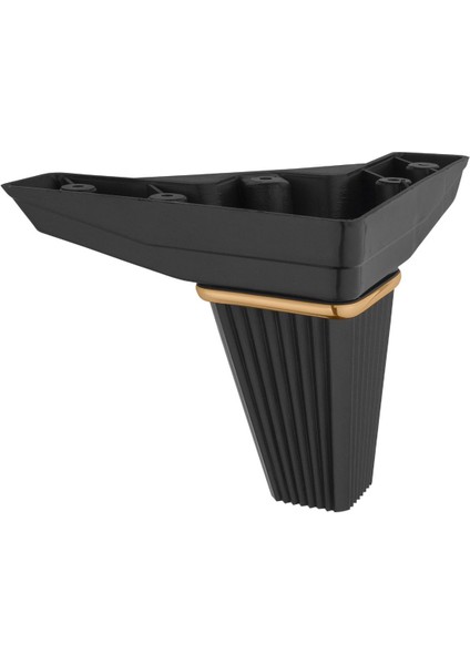 Elmas Siyah Gold Çizgili Mobilya Komidin Chester Tv Ünitesi Baza Ayağı 12 cm 4 Adet