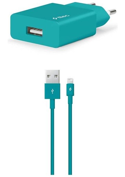 2SCS20LTZ Smart Charger 2.1A Seyahat Şarj Aleti ve Lightning Kablo Turkuaz