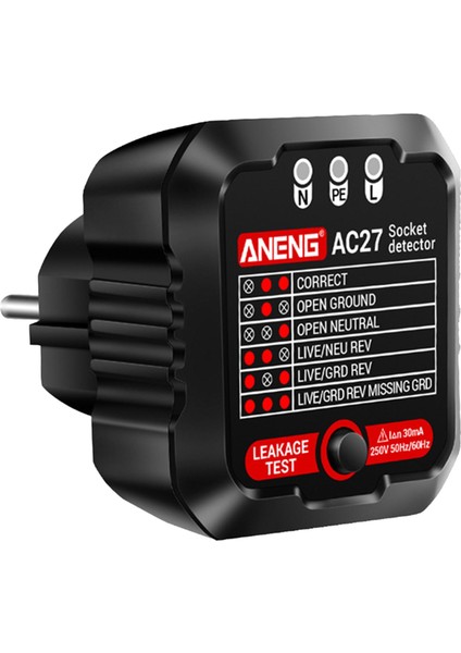 Outlet Test Cihazı Duvar Fiş Fazı Siyah (Yurt Dışından) fiyatları