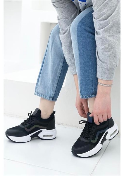 1657 Anatomik Air Tabanlı Bayan Sneakers Ayakkabı - NKT01657-SIYAH Beyaz-36 modelleri