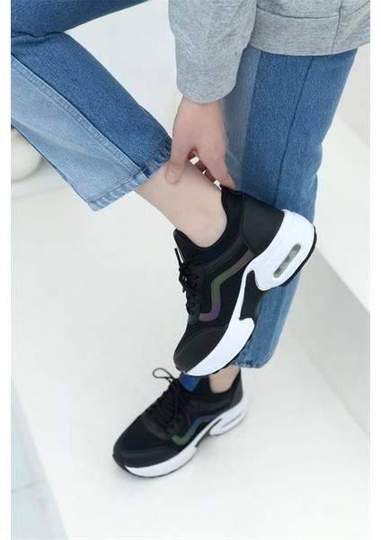1657 Anatomik Air Tabanlı Bayan Sneakers Ayakkabı - NKT01657-SIYAH Beyaz-36 fırsatları