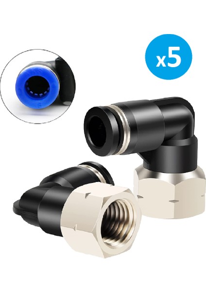 Pnömatik Dirsek Dişi Rekor 1/2X10 mm Paket 5 Adet