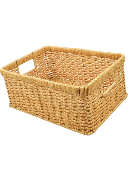 Rattan Sepeti Depolama Dikdörtgen Mutfak Rafı Çiftlik Evi Işığı 34X24X14CM (Yurt Dışından)