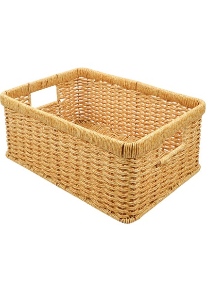 Rattan Sepeti Depolama Dikdörtgen Mutfak Rafı Çiftlik Evi Işığı 34X24X14CM (Yurt Dışından)