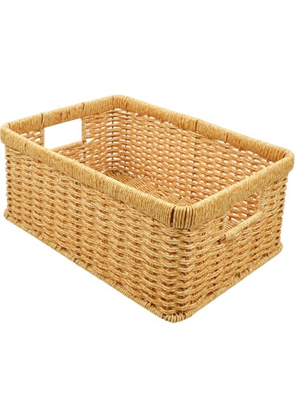 Rattan Sepeti Depolama Dikdörtgen Mutfak Rafı Çiftlik Evi Işığı 34X24X14CM (Yurt Dışından)