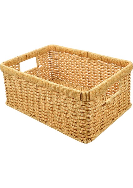 Rattan Sepeti Depolama Dikdörtgen Mutfak Rafı Çiftlik Evi Işığı 34X24X14CM (Yurt Dışından)