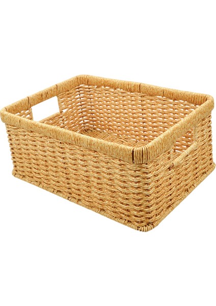 Rattan Sepeti Depolama Dikdörtgen Mutfak Rafı Çiftlik Evi Işığı 34X24X14CM (Yurt Dışından)